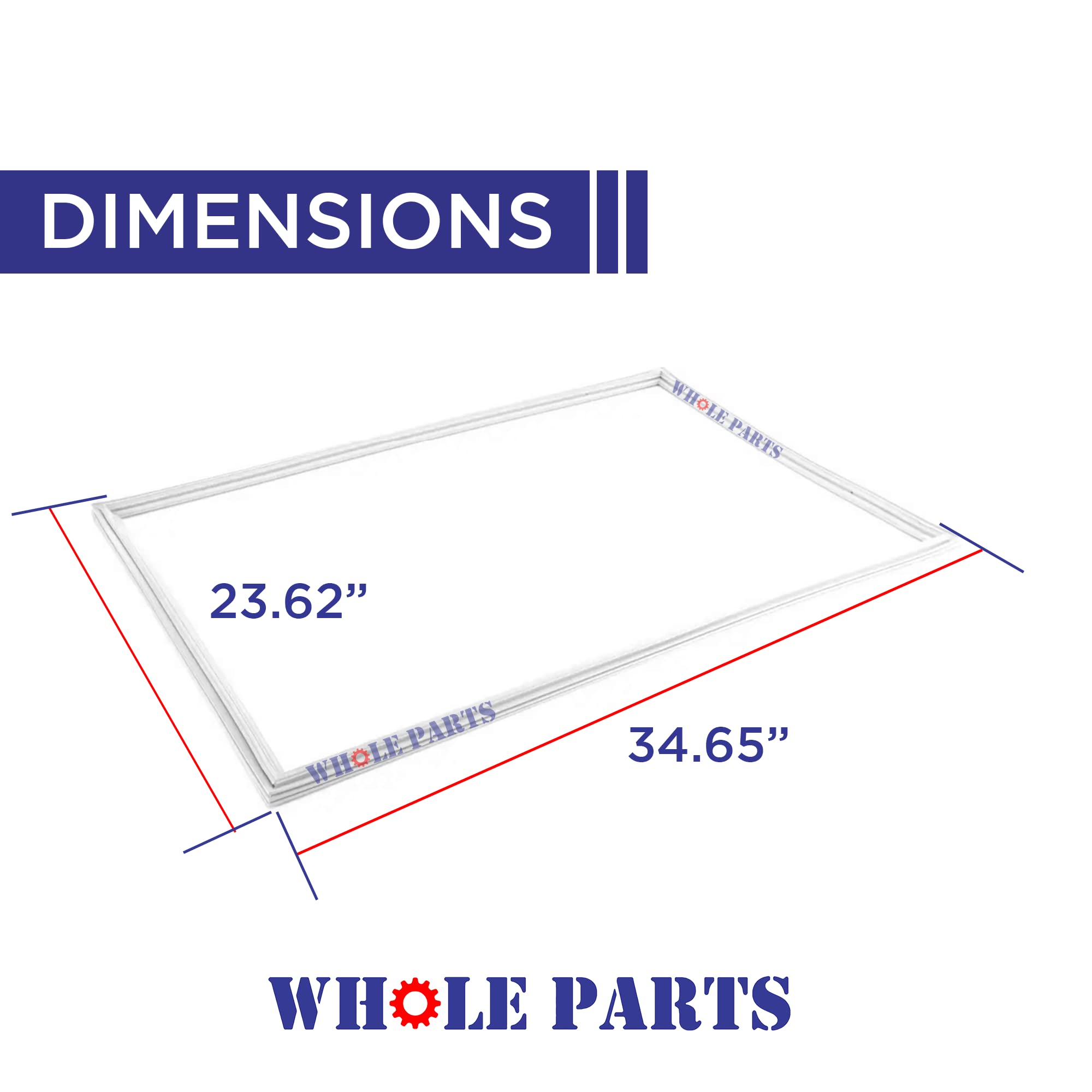 Whole Parts Refrigerator French Door Seal Gasket Assembly, Gray Color, Single Piece, Part# DA97-12522J - Replacement & Compatible with Some Samsung Refrigerators