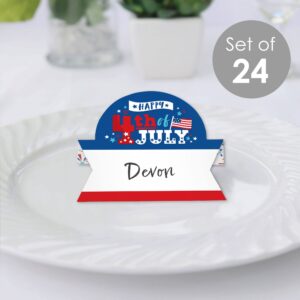 Big Dot of Happiness Firecracker 4th of July - Red, White and Royal Blue Party Tent Buffet Card - Table Setting Name Place Cards - Set of 24