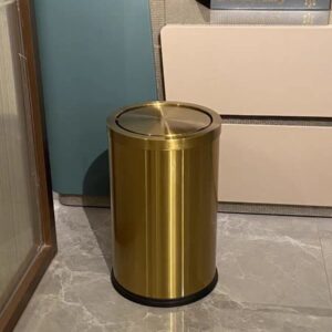 JINYCOME 2.6 Gallon Gold Bathroom Trash can with lid,Small Office Garbage can Wastebasket bin for Bedroom,Living Room,Kitchen (Gold)