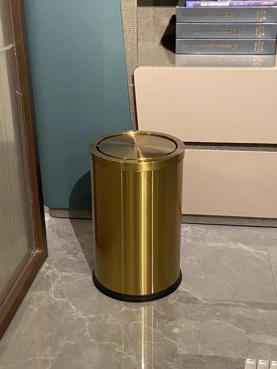 JINYCOME 2.6 Gallon Gold Bathroom Trash can with lid,Small Office Garbage can Wastebasket bin for Bedroom,Living Room,Kitchen (Gold)