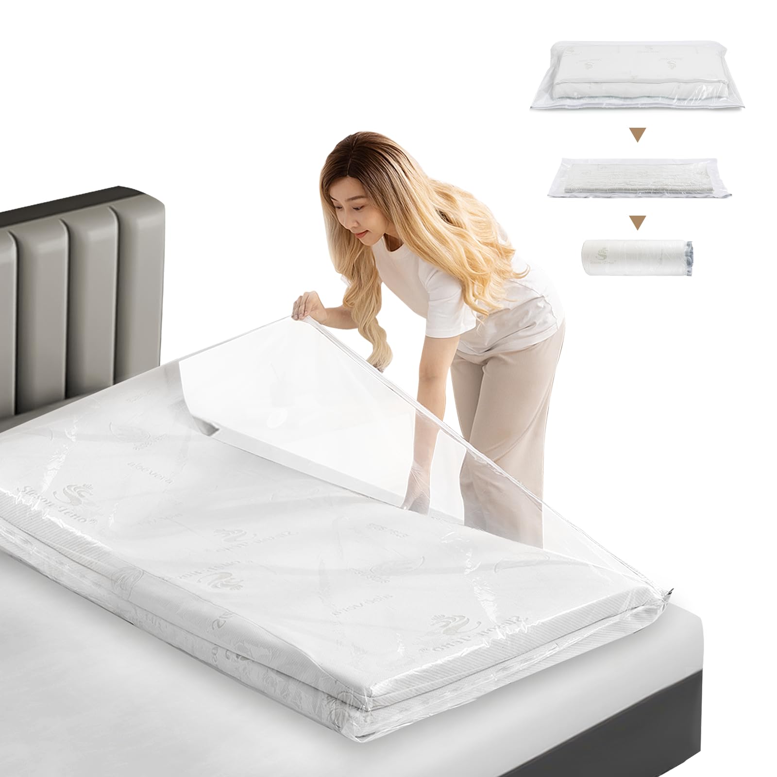 Mattress Vacuum Bag 240X120cm Oversized Vacuum Bags Foam Mattress Vacuum Storage Bags Waterproof Reusable Twin Mattress Vacuum Bag King,Vacuum Seal Mattress Cover 94.4"x47.2"