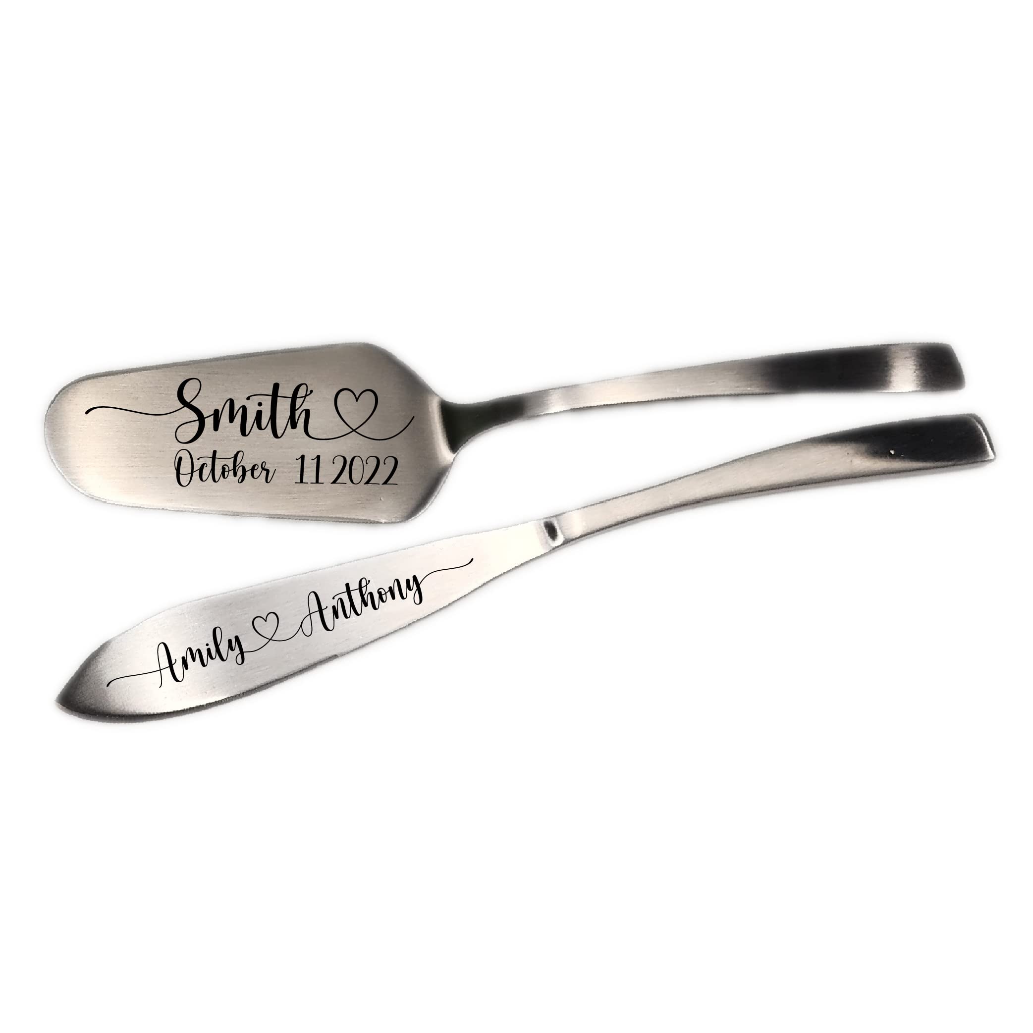 "Personalized Engraved Wedding Cake Server Set - Bridal Gift with Cake Serving"