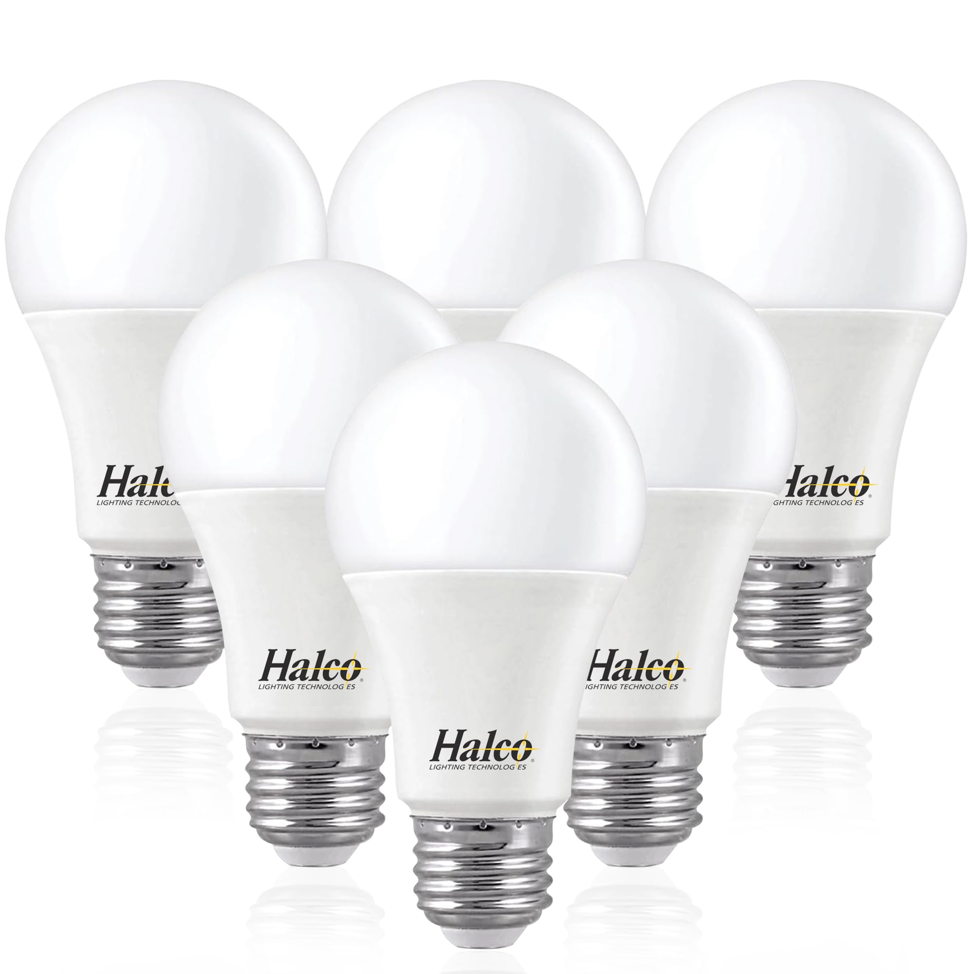 Halco ProLed Led Light Bulbs LED A19 Dimmable, Frosted 120V, 60W Equivalent Efficient 9W, 800 Lumen, 15000 Hours, E26, UL CRI 80 6 Pack (3000k Warm White)