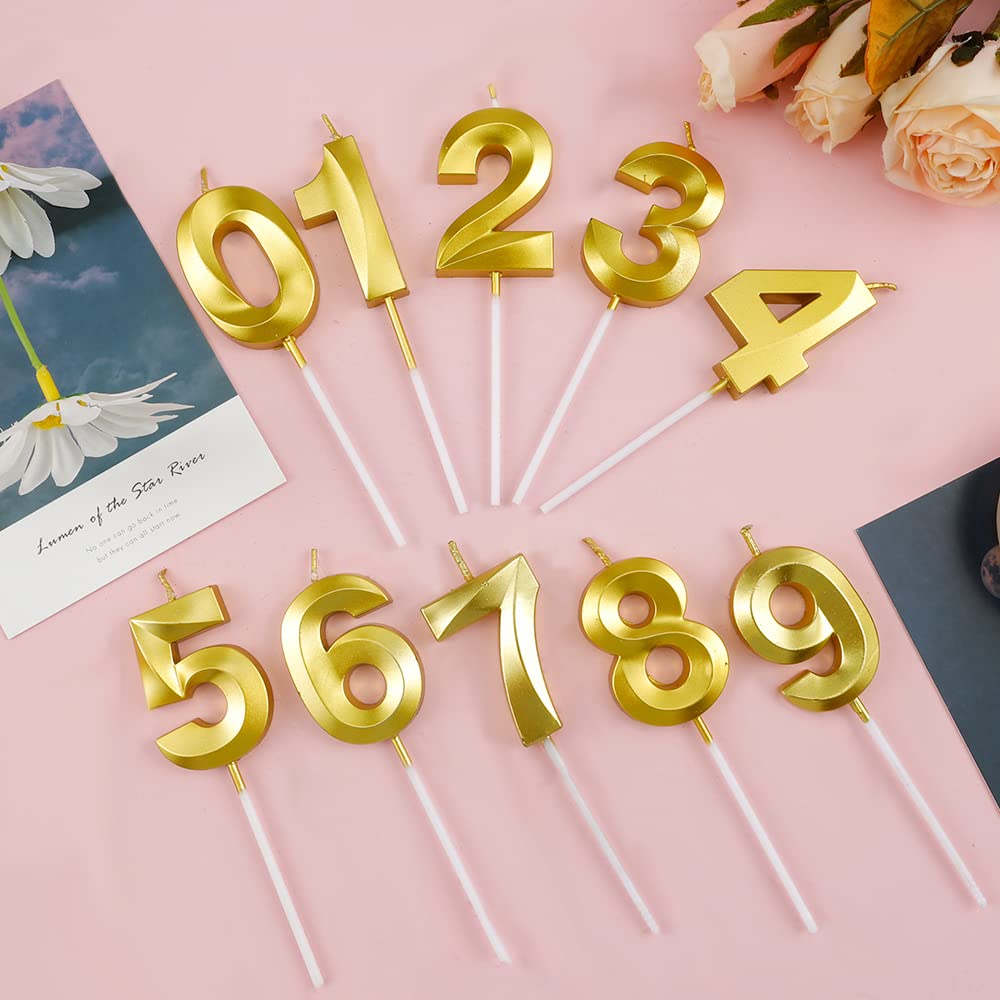 12 Candle Birthday Number Candles 12 Birthday Candles Number 12 or 21 Candle Champagne Gold 3D Design Numeral Candle for 12th 21th Birthday Anniversary Wedding Party Celebration Cake Decorations