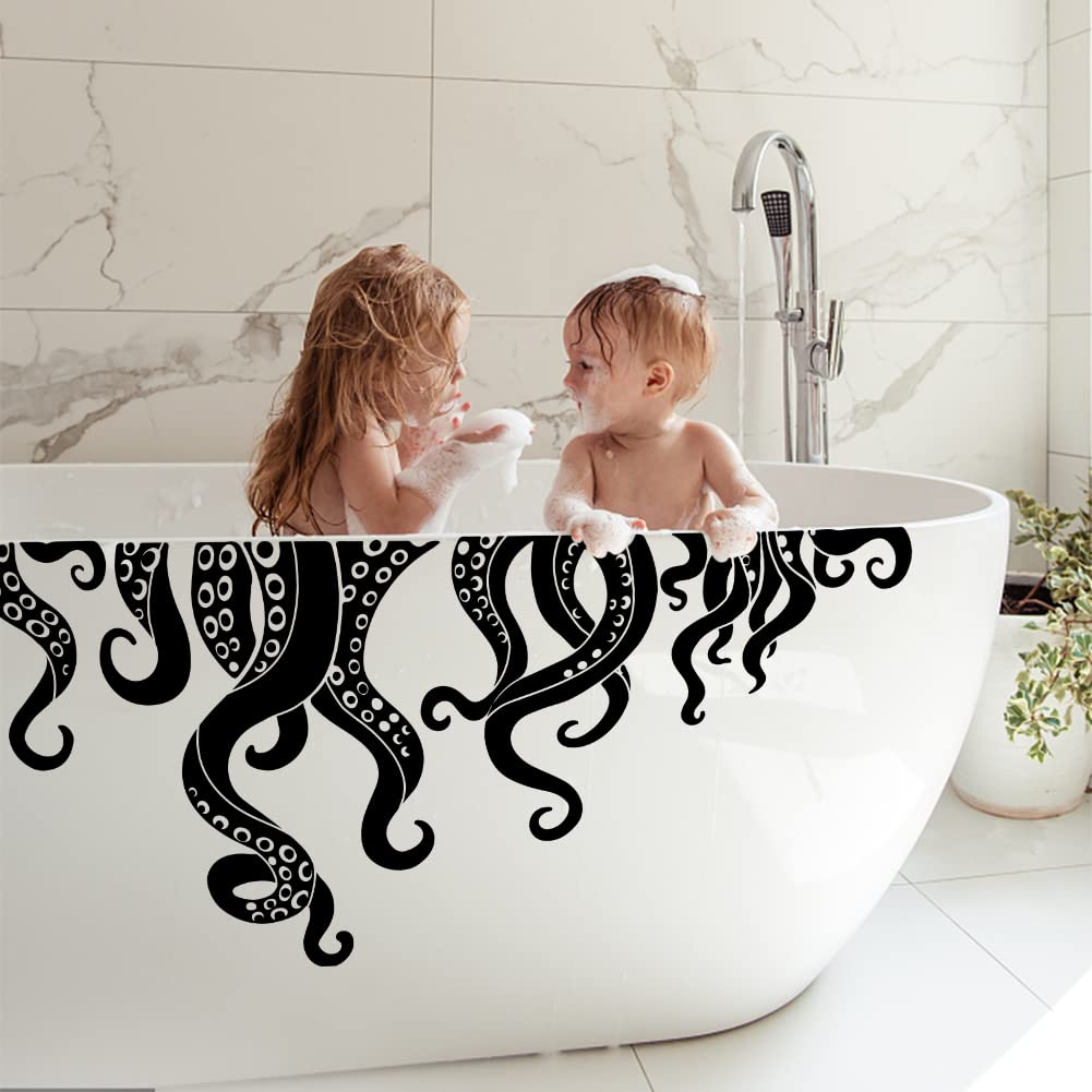 SUPERDANT Black Octopus Tentacles Wall Stickers Sea Animal Wall Decal Mural Home Art Decor Vinyl Wall Art 10pcs Octopus Tentacles Decor for Bathroom Bathtub Toilet Seat Vinyl Transfer Sticker