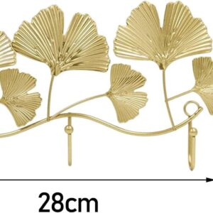 Lindagary Metal Wall Hook Ginkgo Leaf Coat Hook Wall Mounted Leaves Key Hangers Decorative Entryway Key Hook for Wall Entryway Decor