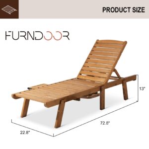 FURNDOOR Outdoor Chaise Lounge Set of 2, Adjustable Pool Lounge Chair with 4 Positions Backrest, Pull-Out Tray for Garden Beach Patio (Natural)