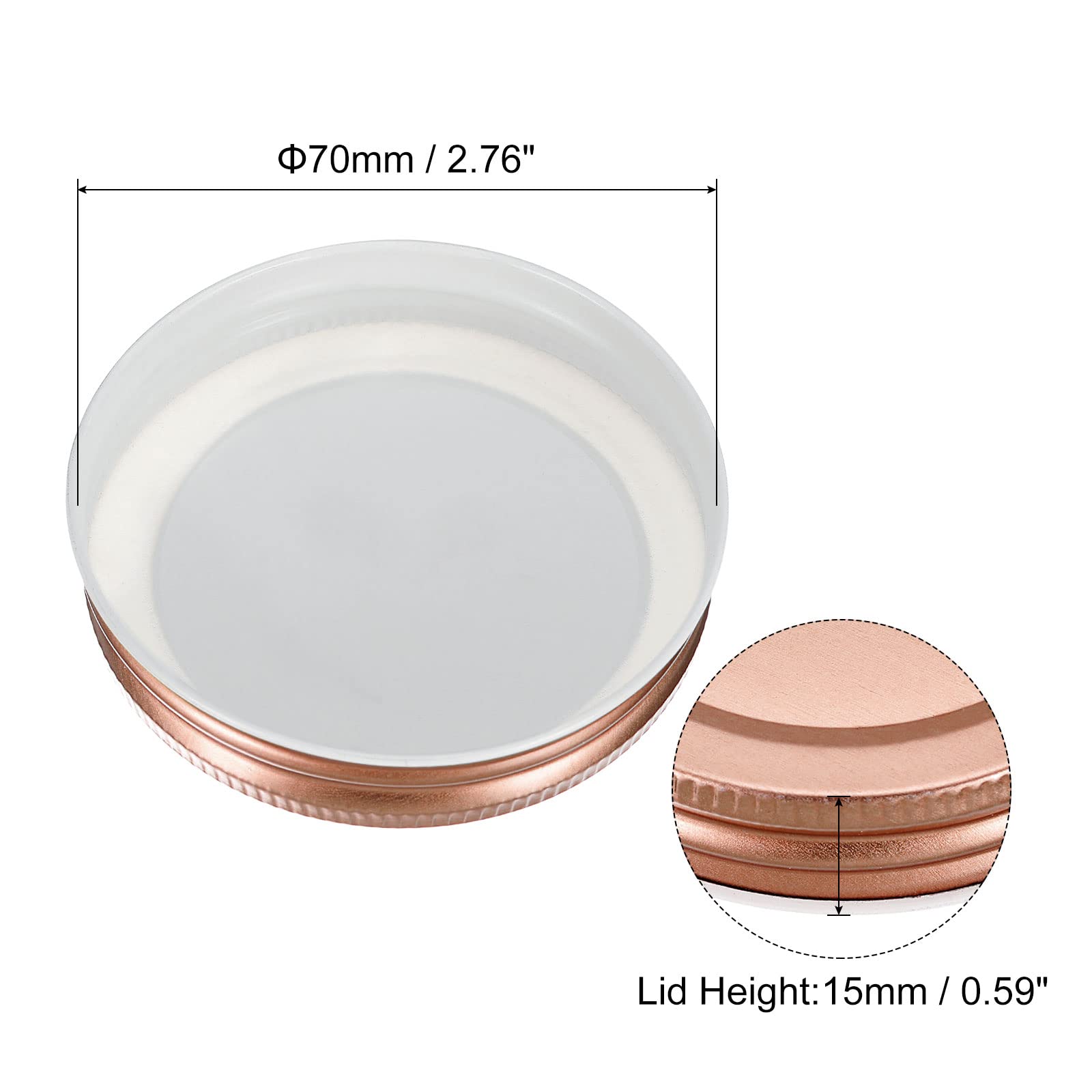 uxcell Mason Jar Lids, 70mm/2.76" Regular Mouth Tin Plate Caps Leak Proof for Canning Jars Kitchen Storage, (Rose Gold 12Pcs)