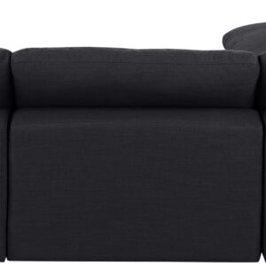 Meridian Furniture 187Black-Sec4A Comfy Collection Modern | Contemporary Upholstered Modular Sectional, Black Linen Textured Fabric Upholstery, Down Feather Cusions, 119" W x 79" D x 34.5" H, Black