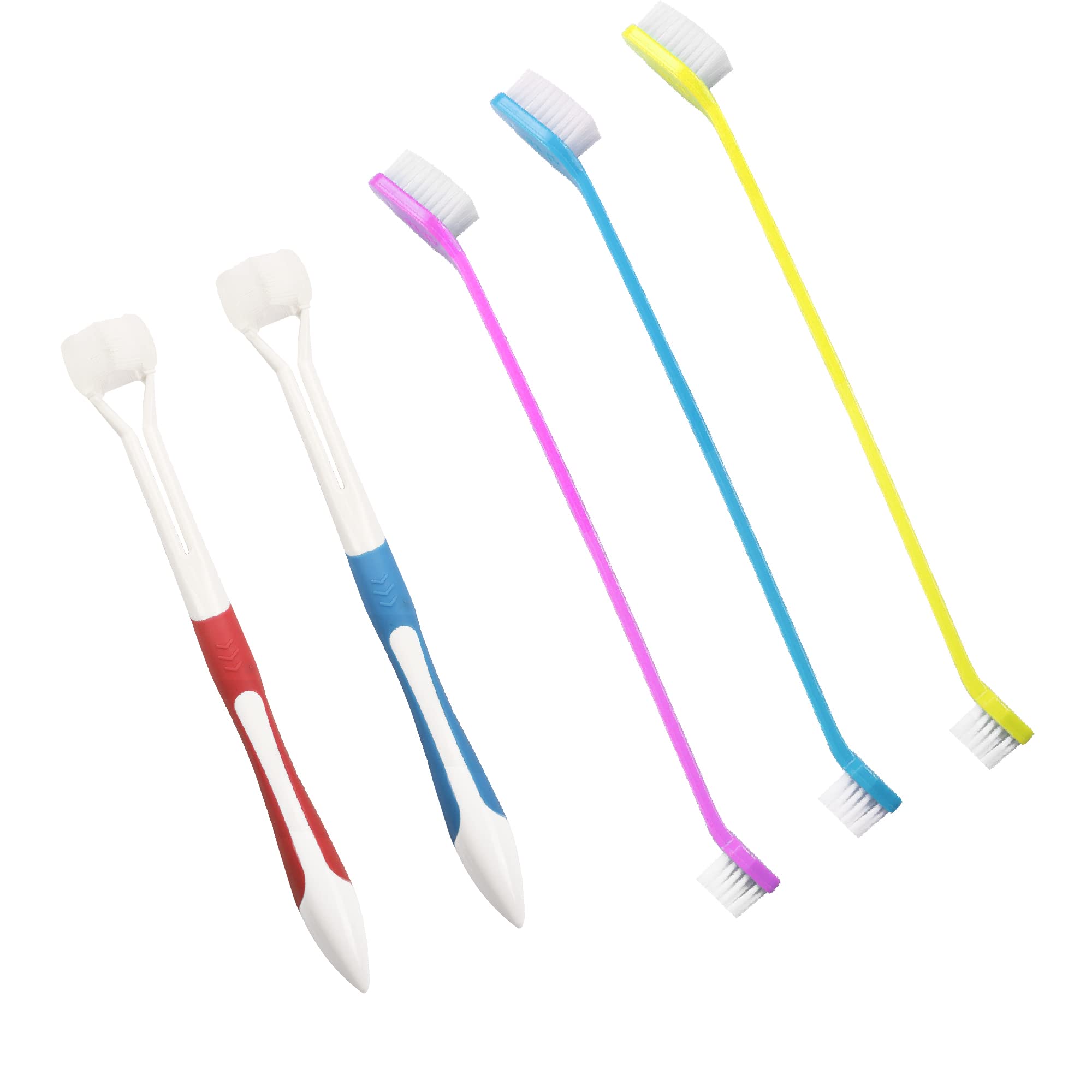 YAODHAOD Dog Toothbrush,Three Sided Dog Teeth Cleaning Tooth Brush, Dual Headed Dental Hygiene Brushes, Pet Bad Breath Tartar Teeth Care Dog Cat Cleaning Mouth Kit (5 Pcs) (Toothbrush)