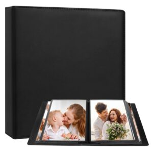 8x10 photo album 152 pockets hold 8x10 photos, photo album 8x10, large capacity leather cover family wedding baby photo album for 8x10 pictures, 8x10 photo album book with black inner pages (black)