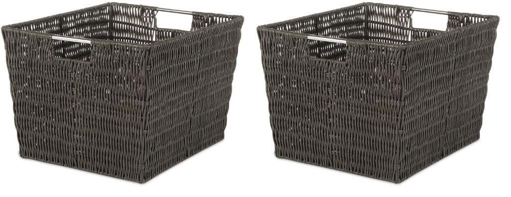 Whitmor Rattique Storage Tote Basket - Espresso (Pack of 2)