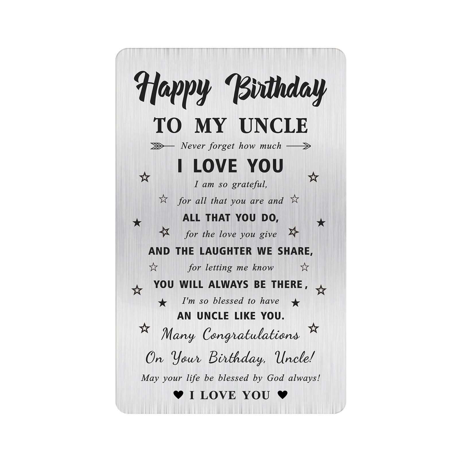 Alotozo Uncle Birthday Card, Happy Birthday Gifts to My Uncle, Bday Engraved Wallet Card Inserts for Uncle