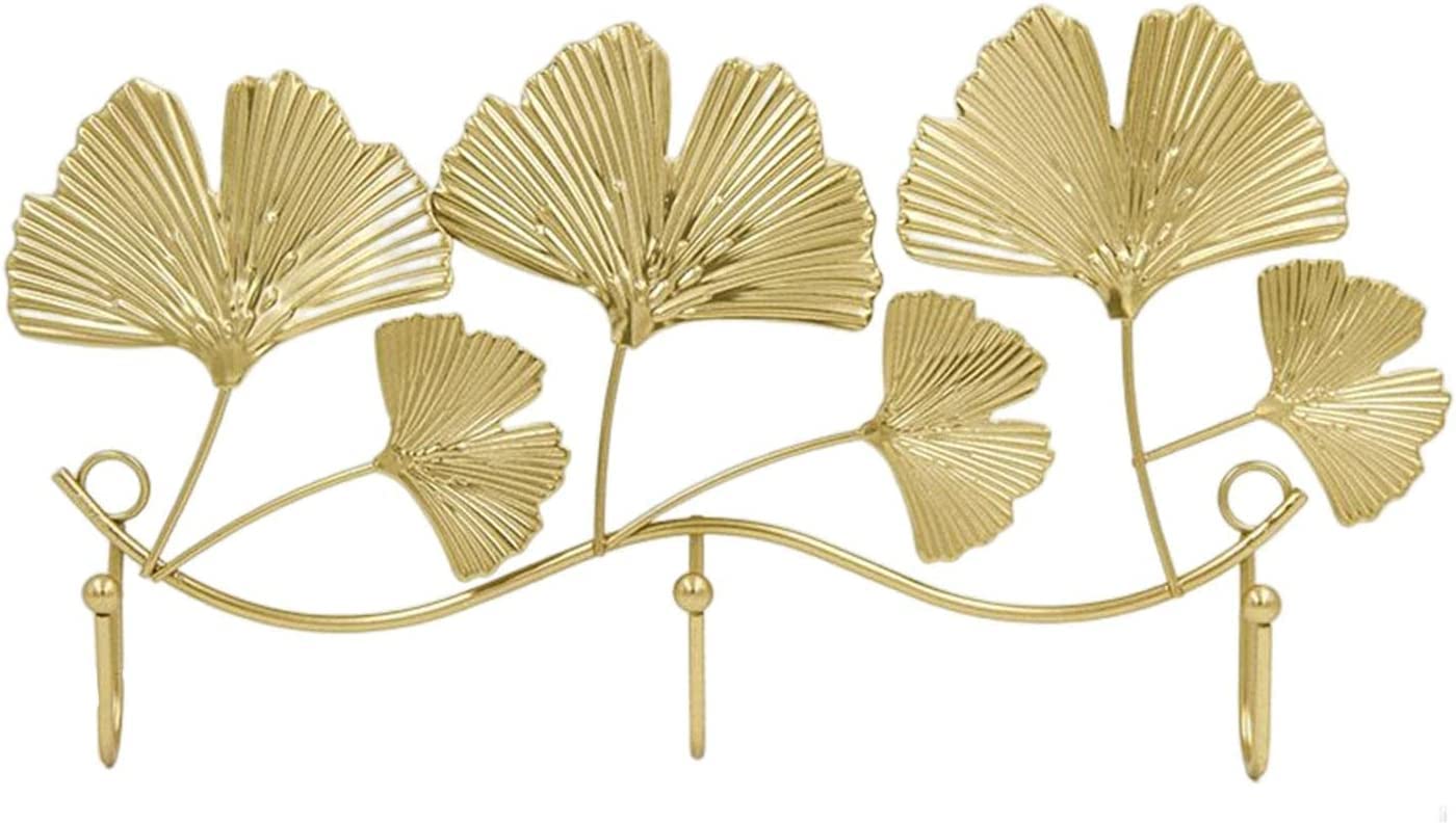 Lindagary Metal Wall Hook Ginkgo Leaf Coat Hook Wall Mounted Leaves Key Hangers Decorative Entryway Key Hook for Wall Entryway Decor