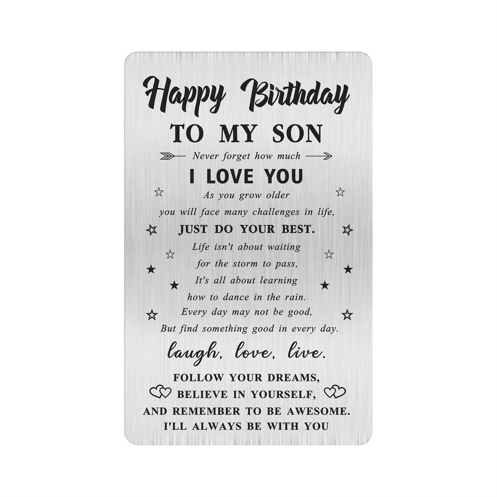 Alotozo Happy Birthday Son Card - Birthday Gifts for Son - to My Son Bday Engraved Wallet Card Inserts