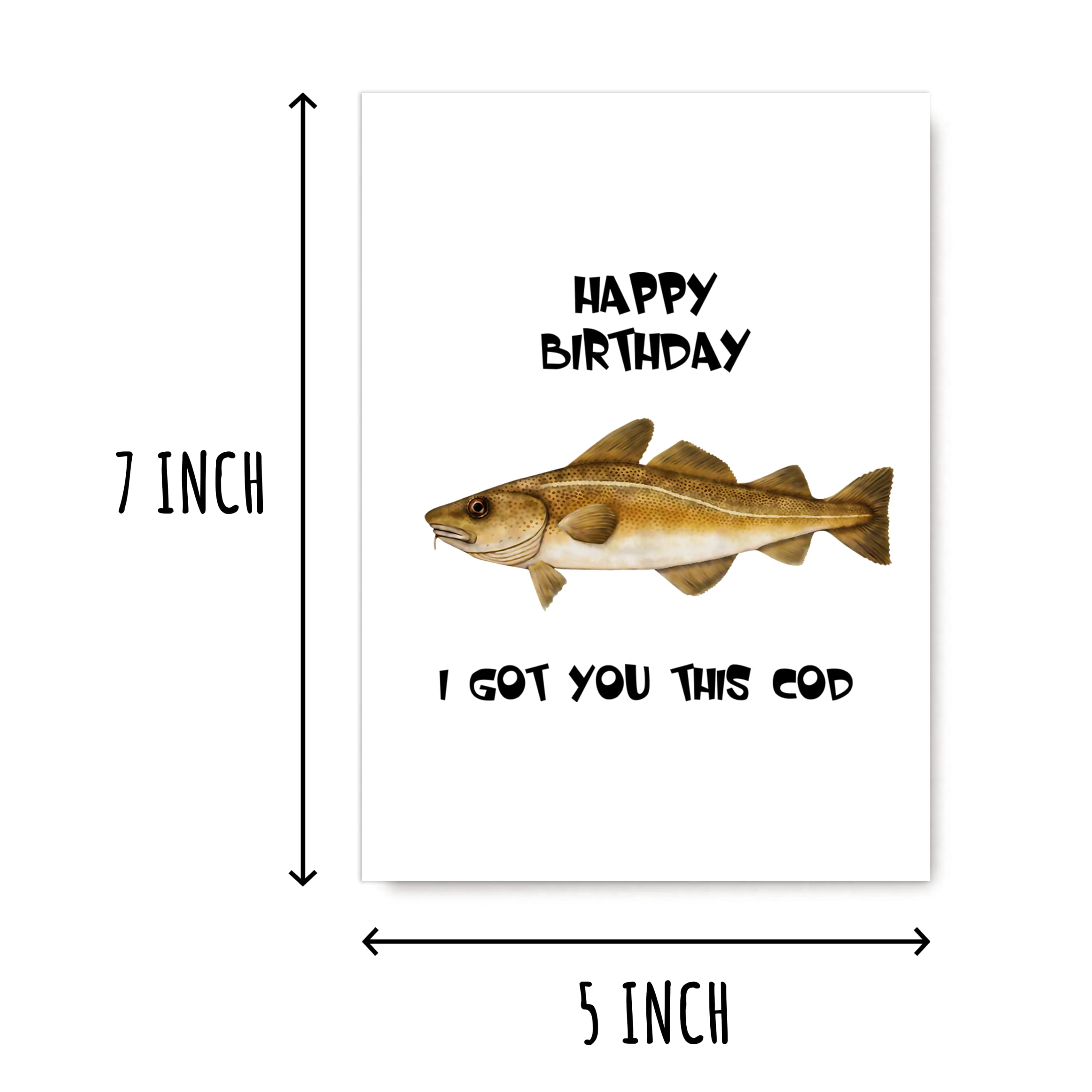 EdgarGifts I Got You This Cod - Happy Birthday Card - Funny Birthday Card - Fish Birthday Card - Birthday Card For Dad - Card For Husband