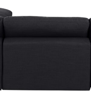 Meridian Furniture 187Black-Sec4A Comfy Collection Modern | Contemporary Upholstered Modular Sectional, Black Linen Textured Fabric Upholstery, Down Feather Cusions, 119" W x 79" D x 34.5" H, Black