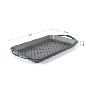 Enameled Cast Iron Rectangular Grill Pan with Double Loop Handles, Rectangular Griddle, Dutch Oven Baking Pan with Handles, Yellow