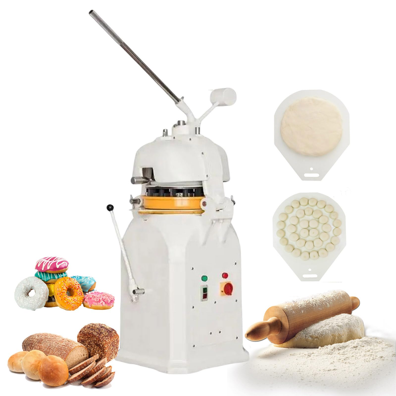 EQCOTWEA Dough Divider Rounder Machine 26Pcs Pastry Dough Dividing Rounding Machine Dough Portioning Rounder Semi-Automatic Bread Dough Separator Splitter Rounder Dough Shaping Machine 50-150g 110V