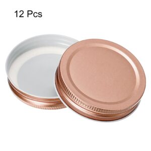 uxcell Mason Jar Lids, 70mm/2.76" Regular Mouth Tin Plate Caps Leak Proof for Canning Jars Kitchen Storage, (Rose Gold 12Pcs)