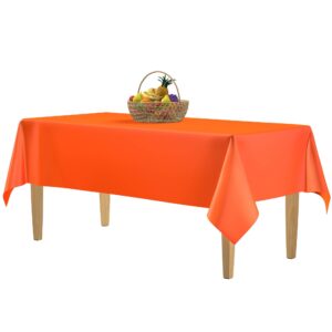 5 Pack Premium Orange Plastic Tablecloth - 108 x 54 in. Disposable Rectangle Plastic Table Cloth - Decorative Rectangle Table Cover Smooth Tablecloth - Disposable Table Cloths For Parties, Weddings.