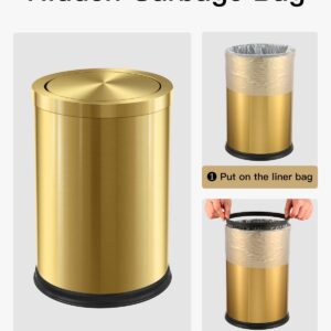 JINYCOME 2.6 Gallon Gold Bathroom Trash can with lid,Small Office Garbage can Wastebasket bin for Bedroom,Living Room,Kitchen (Gold)