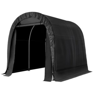 dnyker outdoor portable storage shed with detachable zipper roll-up door and vented carport for motorcycles, bicycles, outdoor tools portable carport waterproof, uv and snowproof (6x8 ft black)