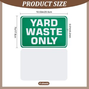 CREATCABIN 4Pcs Yard Waste Only Sign Stickers Waterproof Recycle Trash Bin Can Strong Self Adhesive Garbage Green Recycling Labels Decal for Outdoor Indoor Kitchen Office Plastic Metal Dustbins