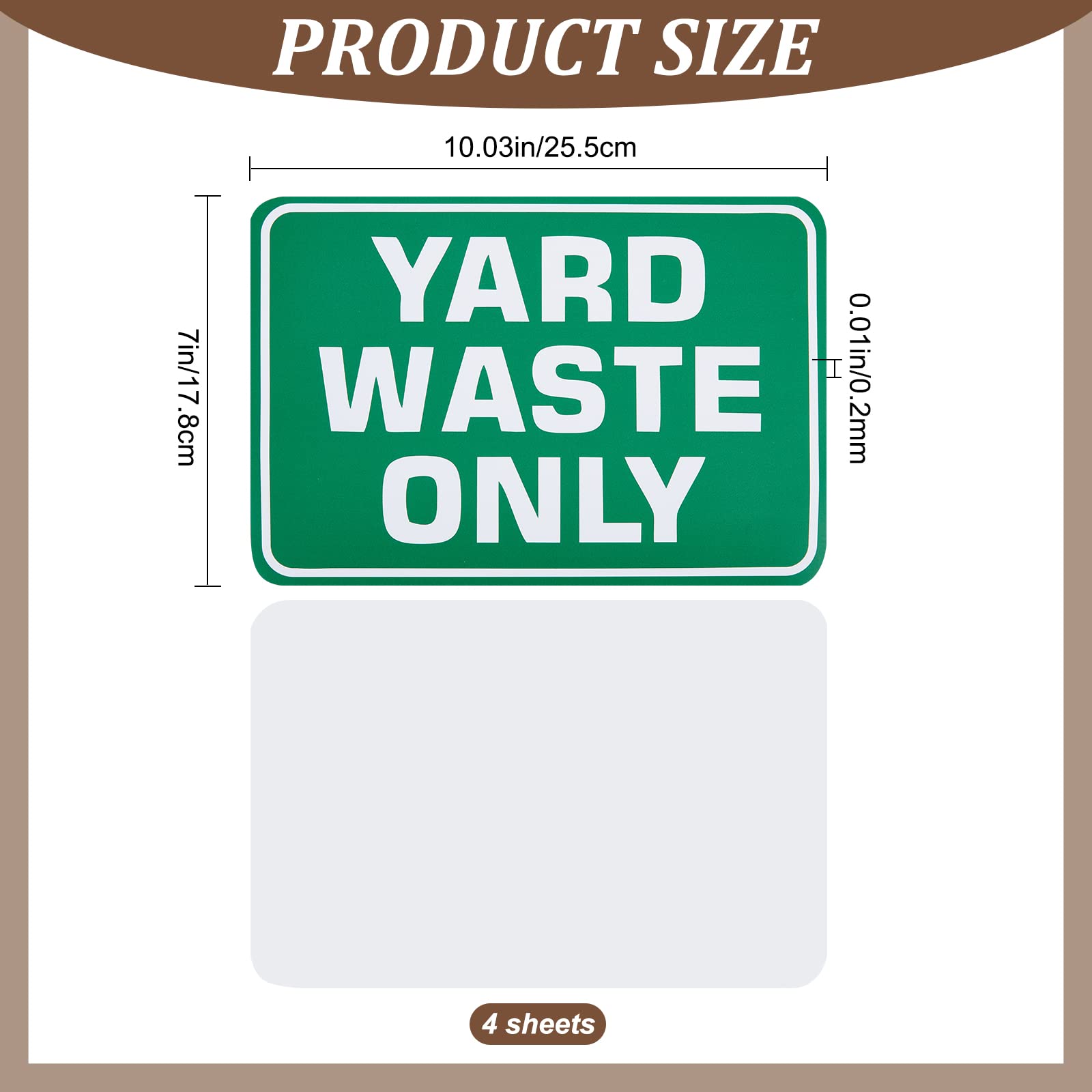 CREATCABIN 4Pcs Yard Waste Only Sign Stickers Waterproof Recycle Trash Bin Can Strong Self Adhesive Garbage Green Recycling Labels Decal for Outdoor Indoor Kitchen Office Plastic Metal Dustbins