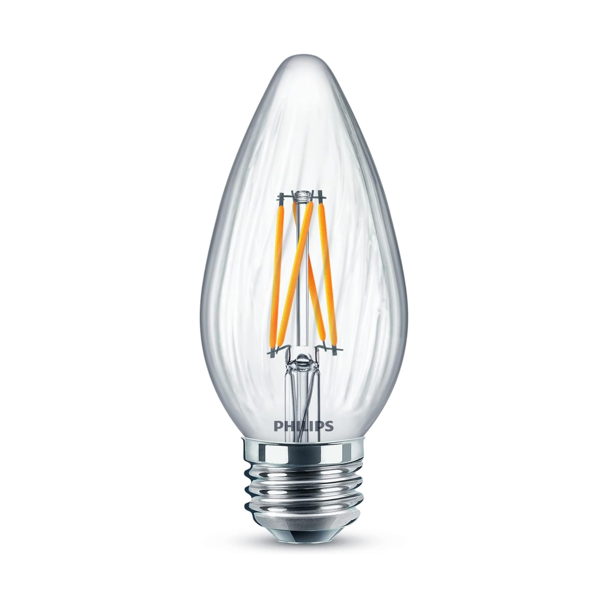 Philips LED Clear Dimmable, Warm Glow Effect F15 Filament Light Bulb - EyeComfort Flicker Free - 5.5W = 60W - 500 Lumen - Soft White (2700K) - E26 Base - Indoor