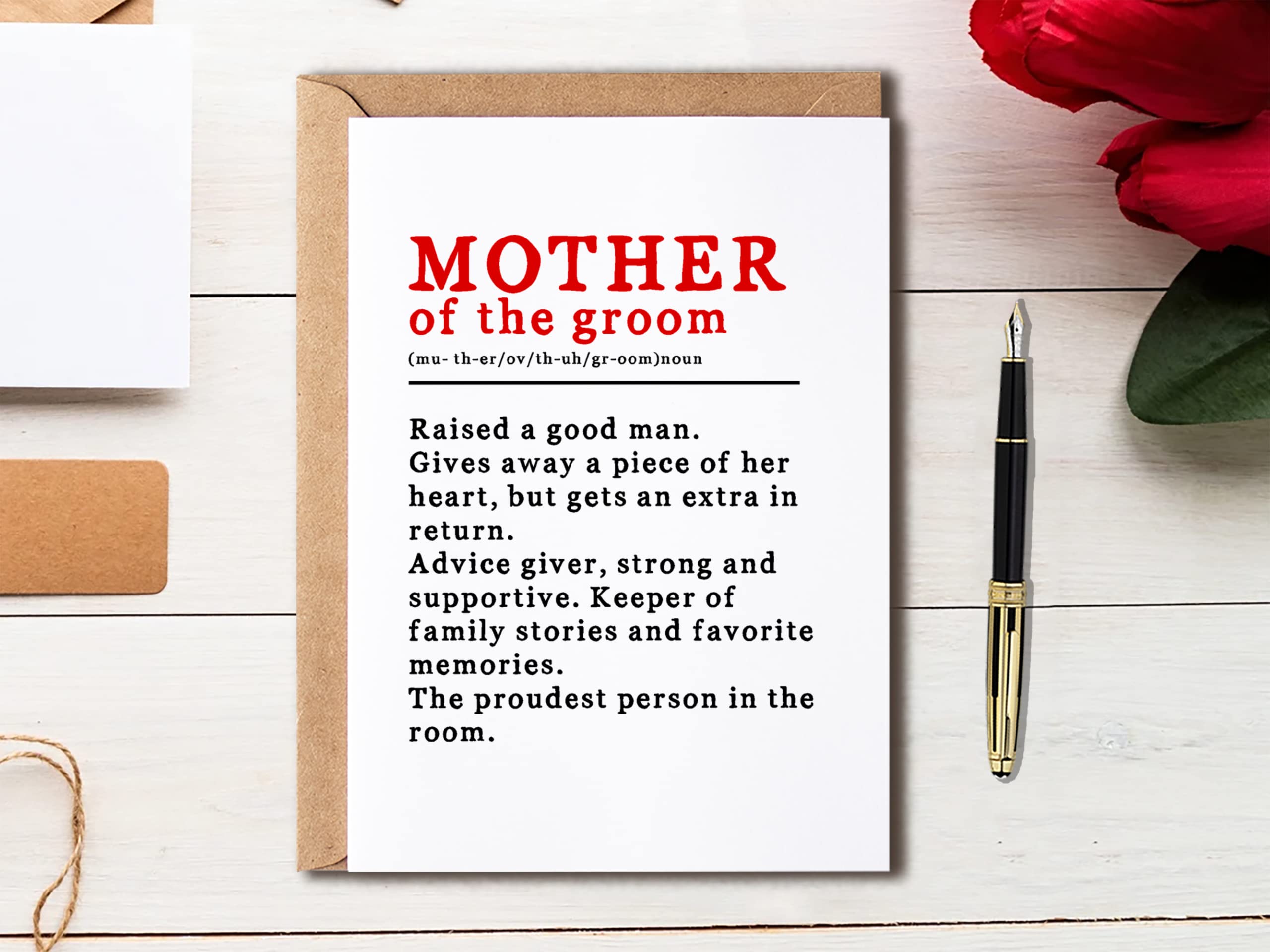 EdgarGifts Mother Of The Groom Definition Card - To My Mother-In-Law On My Wedding Day Card - Mother Of The Bride Card - Wedding Card