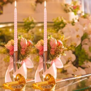 Berkebun Pink Taper Candles 10 inch -Set of 4 Tapered Candles, Long Candle,Tall Candlesticks, Home Dinner, Party, Wedding, Halloween, Churches,Christmas (4pcs, Pink)