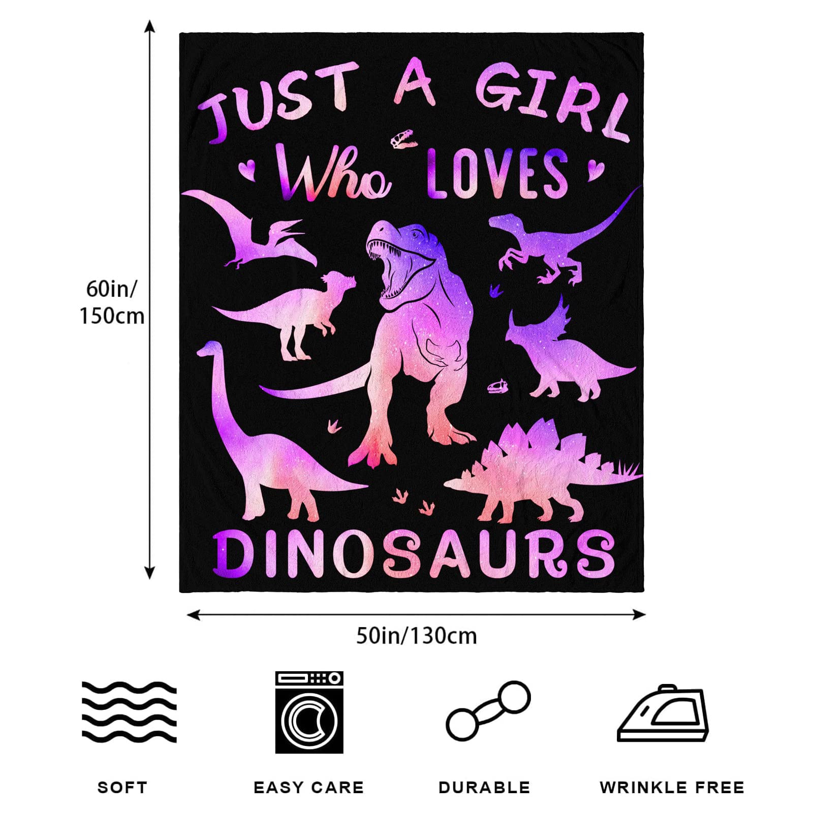 IMUKU Dinosaur Blanket Warm Fuzzy Blankets and Throws Dinosaur Blanket Just A Girl Who Loves Dinosaurs Blanket