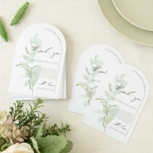 Crisky Arch Design Greenery Wedding Thank You Place Setting Cards, 100 Pcs, Chic and Elegant Wedding Table Centerpieces and Wedding Decorations, Wedding Supply, 4 x 6 inch