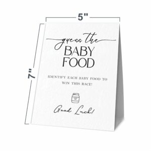 Baby Shower Game Set - Guess The Baby Food - Minimalism Classic (1 Standing Sign + 6 Number Cards + 20 Answer Cards), Gender Reveal, Baby Announcement - SWLK-A10