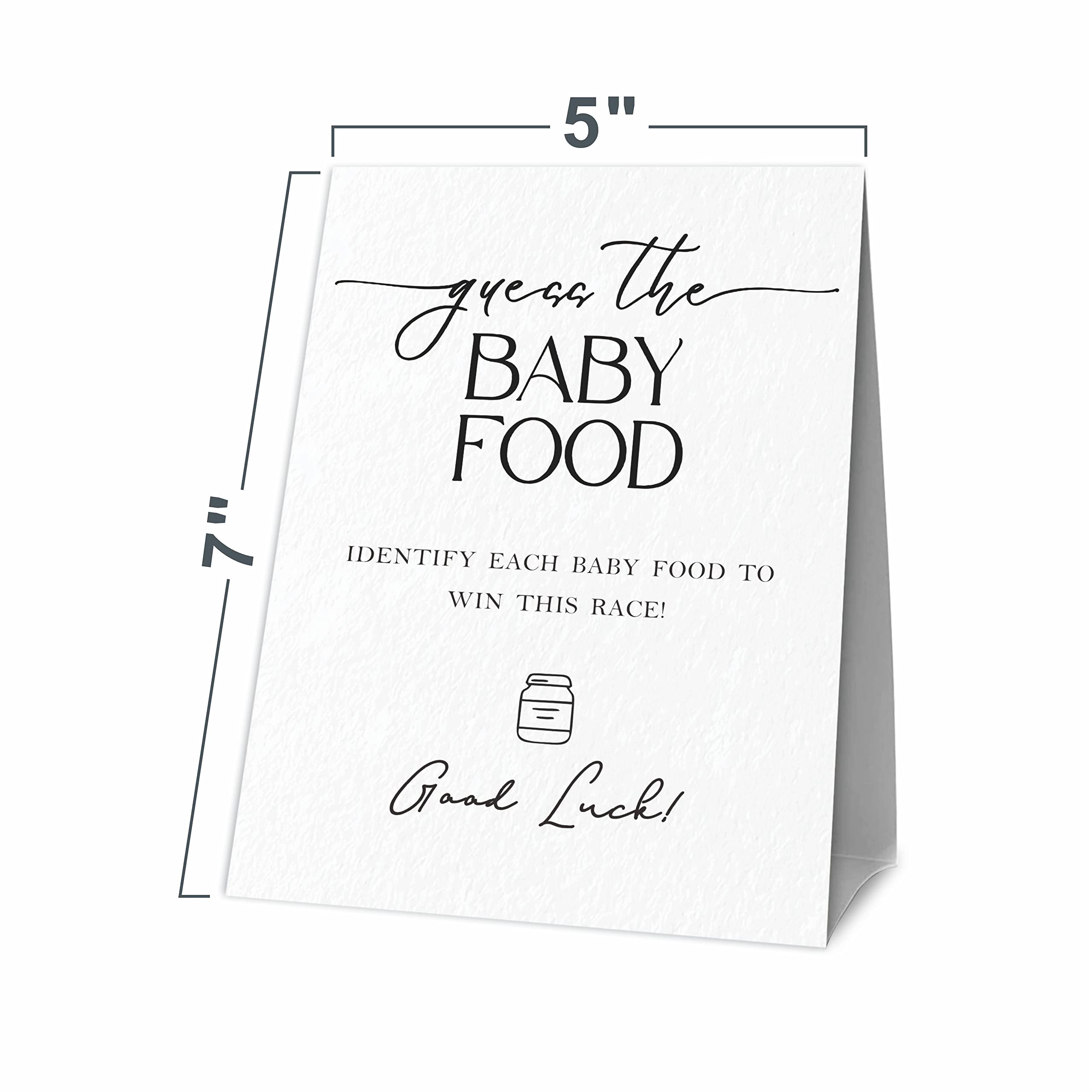 Baby Shower Game Set - Guess The Baby Food - Minimalism Classic (1 Standing Sign + 6 Number Cards + 20 Answer Cards), Gender Reveal, Baby Announcement - SWLK-A10