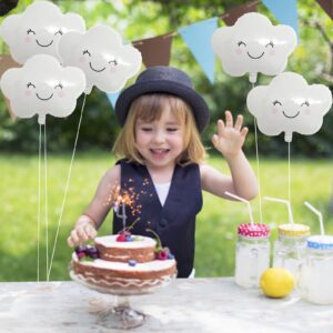 GLASNES 10Pcs White Cloud Balloons Cute Smiling face Cloud Shaped Foil Mylar Balloons for Baby Shower Wedding Birthday Party Supplies