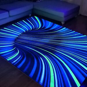 sebkq optical illusion area rug black light,large uv reactive 3d vortex non-slip carpet,suitable for living room bedroom decorative rug 70in×47in×0.39in(green)