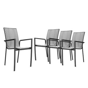 mondawe textilene outdoor dining chairs cast aluminum sling patio chairs weather resistant high back lightweight stackable chairs for backyard lawn garden - 4pcs