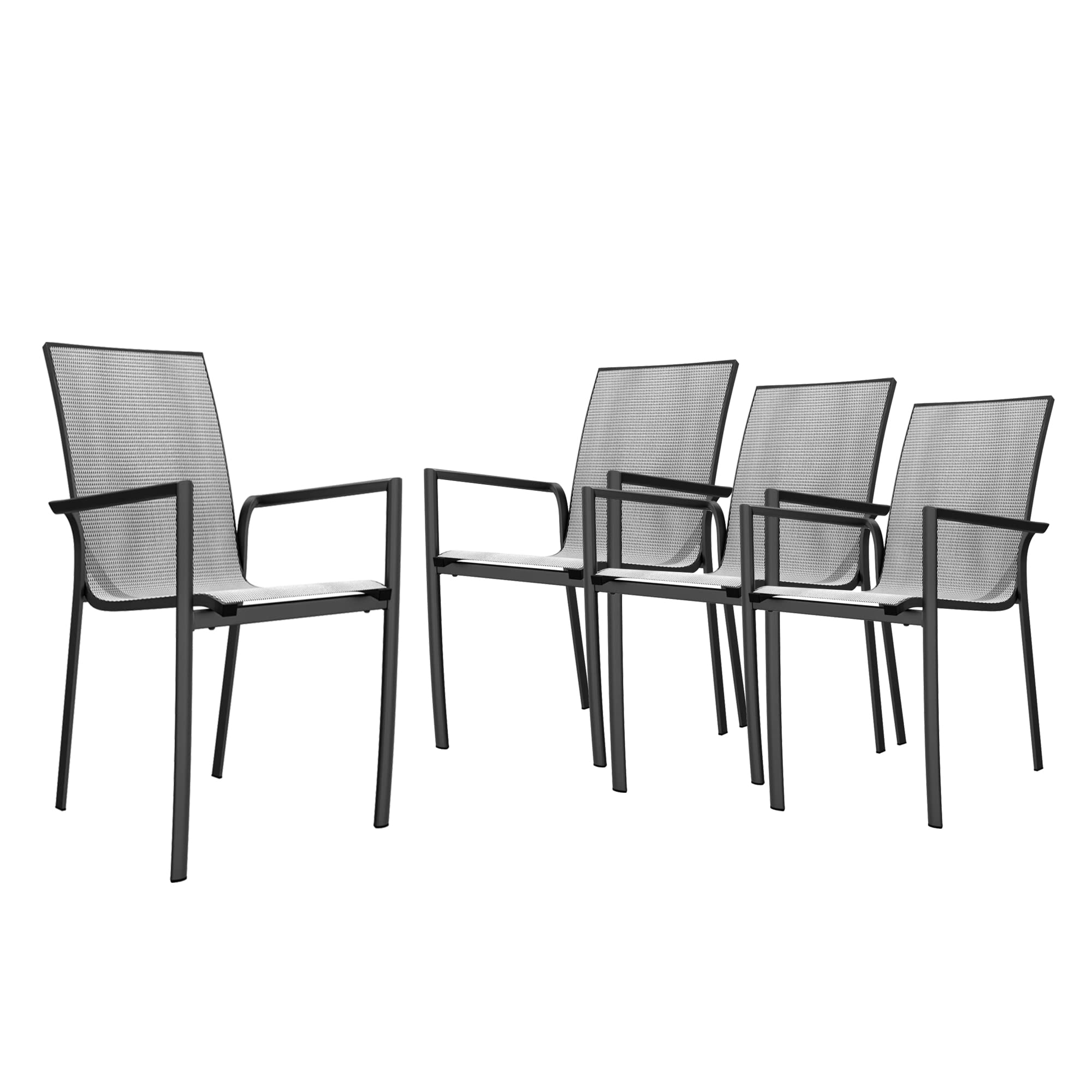 MONDAWE Textilene Outdoor Dining Chairs Cast Aluminum Sling Patio Chairs Weather Resistant High Back Lightweight Stackable Chairs for Backyard Lawn Garden - 4pcs