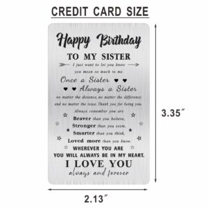 Alotozo Sister Birthday Card, Happy Birthday Gifts to My Sister, Sis Bday Engraved Wallet Card Inserts