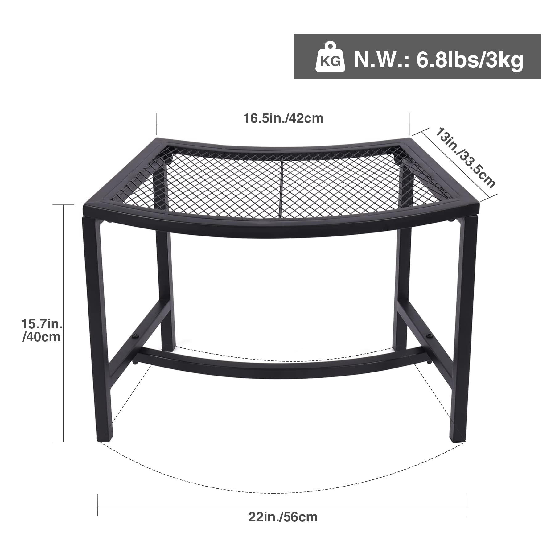 ALBOMI Metal Fire Pit Curved Bench, Backless Powder-Coated Mesh Outdoor Bench, Weatherproof Garden Chair Seating for Firepit Deck Patio Porch Yard, Black