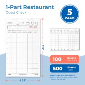 FMP Brands Server Note Pads Paper, Guest Check Books, Total 500 Sheets, 5 Pads, 100 Sheets/Pad, Guest Check Pads, Order Pads for Servers, Waitress Notepads for Restaurant, Bar, Cafe, Diners