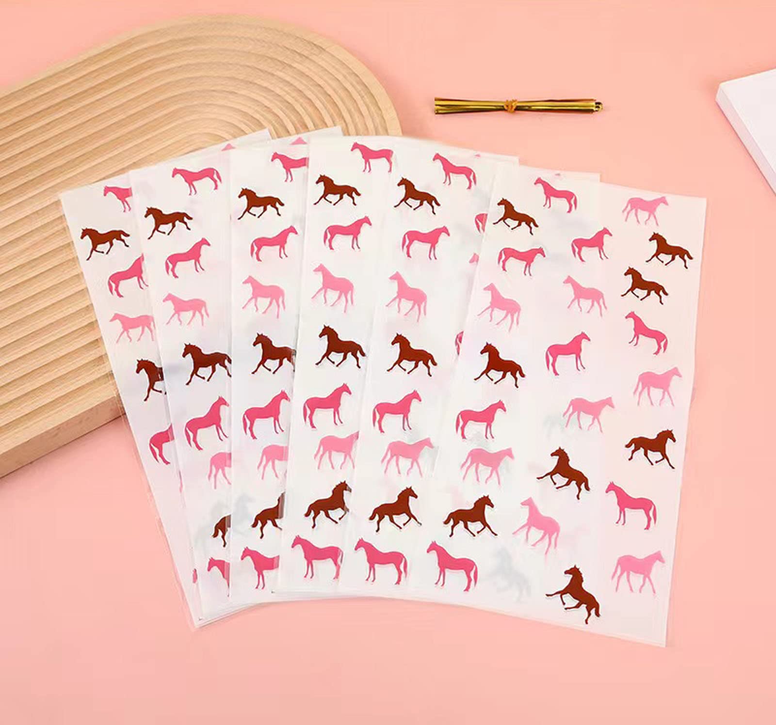 50 Pieces Horse Pink Treat Bags Horse Cellophane Candy Bags Horse Racing Plastic Goodie Storage Bags Horse Party Favor Bags with Twist Ties for Cowboy Theme Birthday Party Supplies