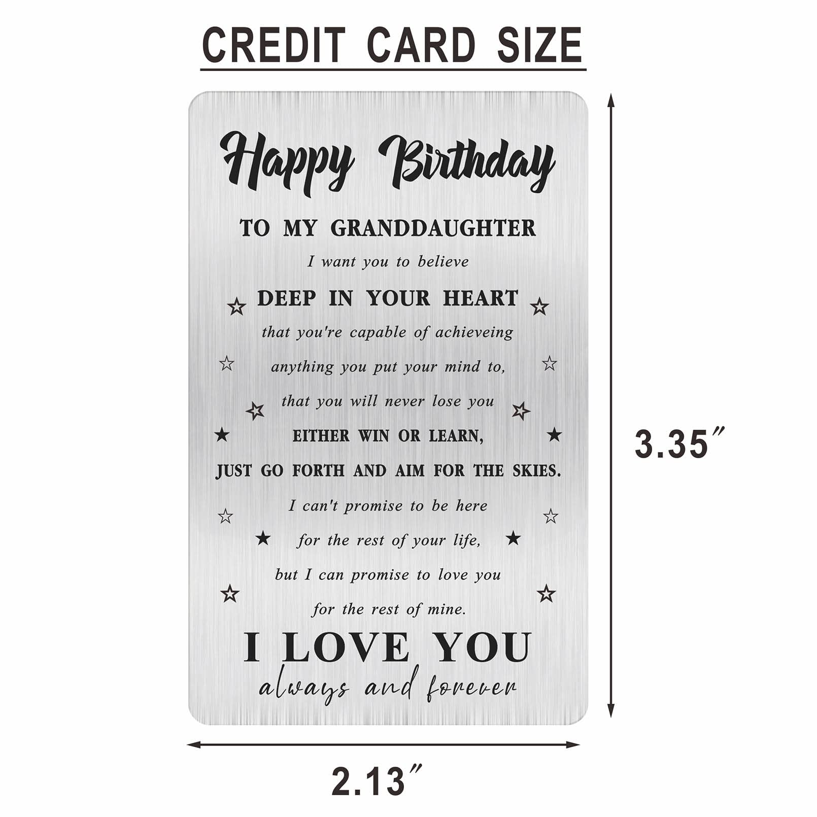 Alotozo Happy Birthday Granddaughter Card - Birthday Gifts for Granddaughter - to My Granddaughter Bday Engraved Wallet Card Inserts