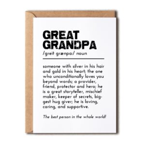 edgargifts great grandpa definition card - grandparents' day card from granddaughter grandkids - birthday card for grandfather - i love you grandpa