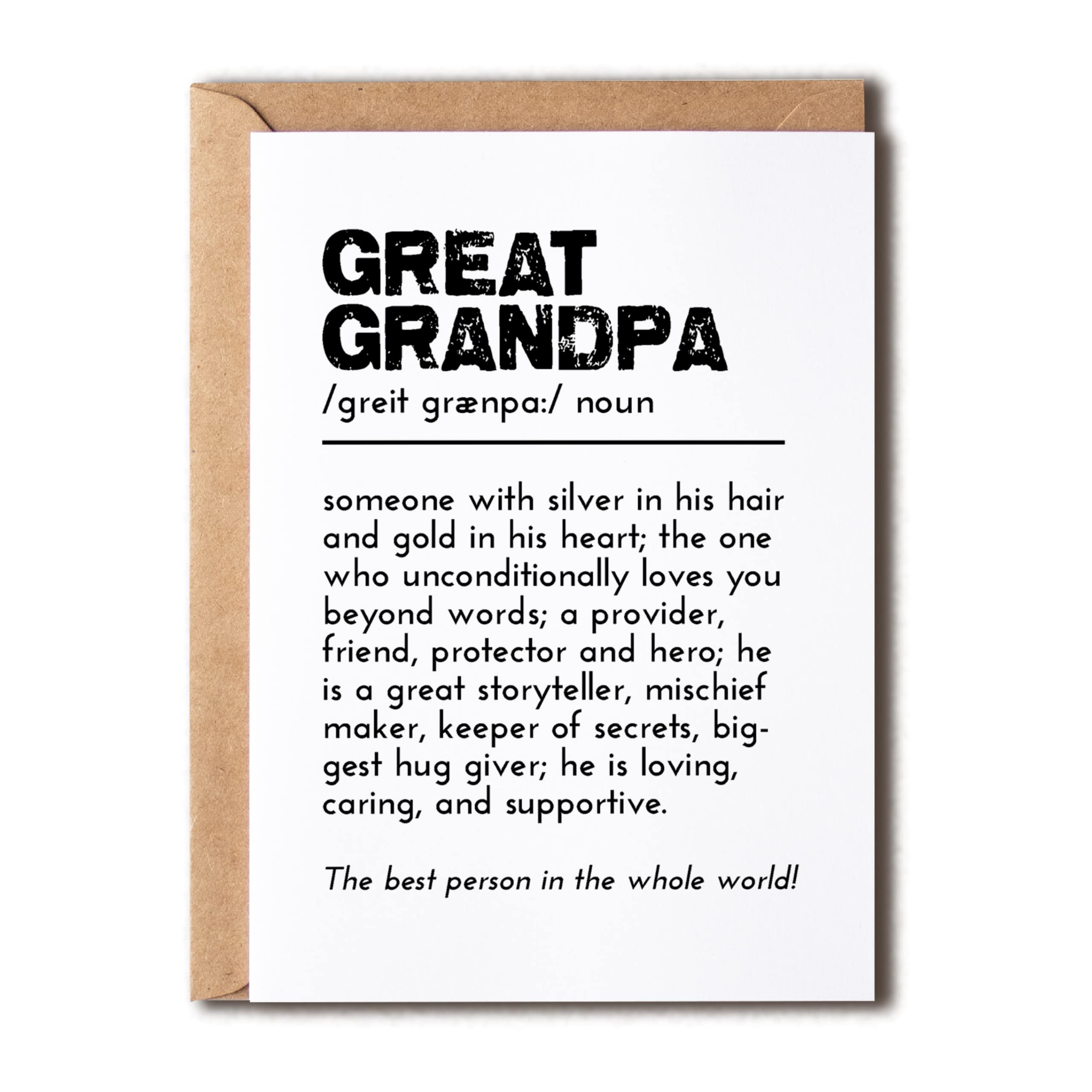 EdgarGifts Great Grandpa Definition Card - Grandparents' Day Card From Granddaughter Grandkids - Birthday Card For Grandfather - I Love You Grandpa