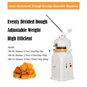 EQCOTWEA Dough Divider Rounder Machine 26Pcs Pastry Dough Dividing Rounding Machine Dough Portioning Rounder Semi-Automatic Bread Dough Separator Splitter Rounder Dough Shaping Machine 50-150g 110V