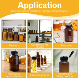 ALWSCI Wide Mouth 3oz Amber Glass Paker Bottles 100ml with 38-400 Black Ribbed Lids (24PCS)