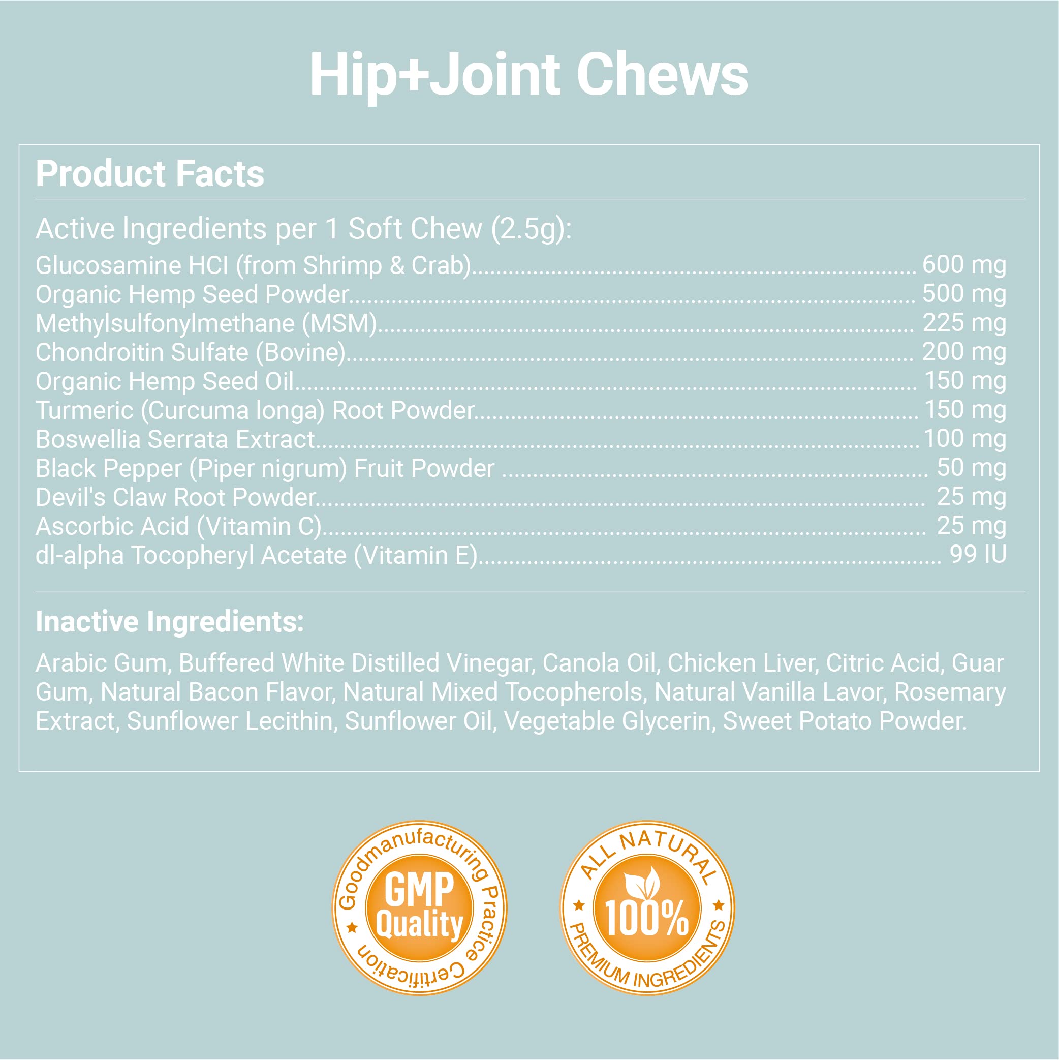 K9 Conquest Hip & Joint Chews for Adventure Dogs - Joint Supplement for Dog Mobility, Hip & Joint Care for Dogs, Joint Health Support for Dogs - Glucosamine, Hemp, Omega 3, MSM, Turmeric, Chondroitin